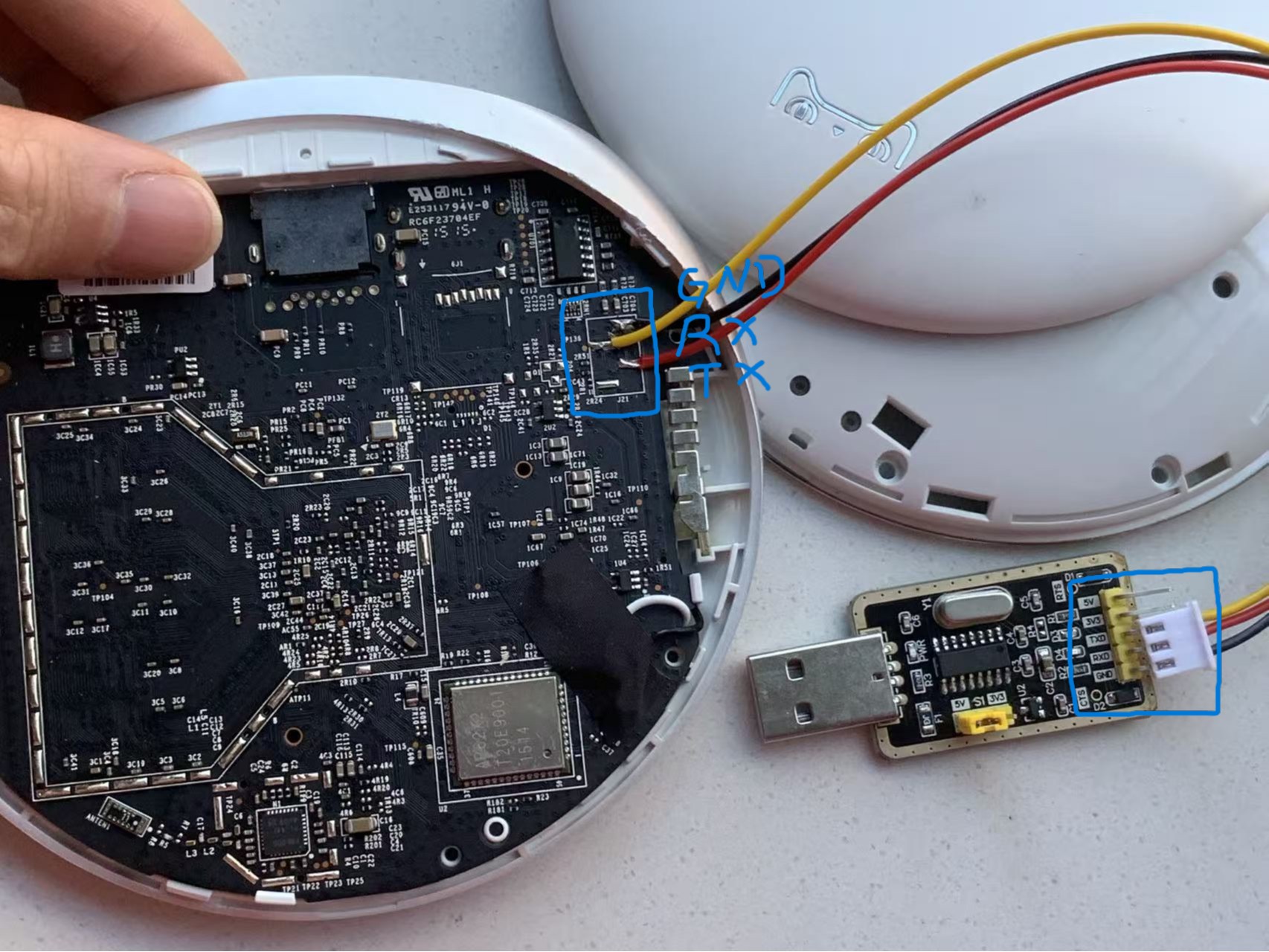 USB 转 TTL 与魔盒接线示意图